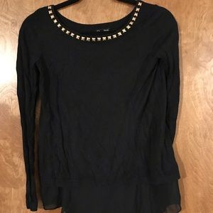 Black sweater with sheer underlay